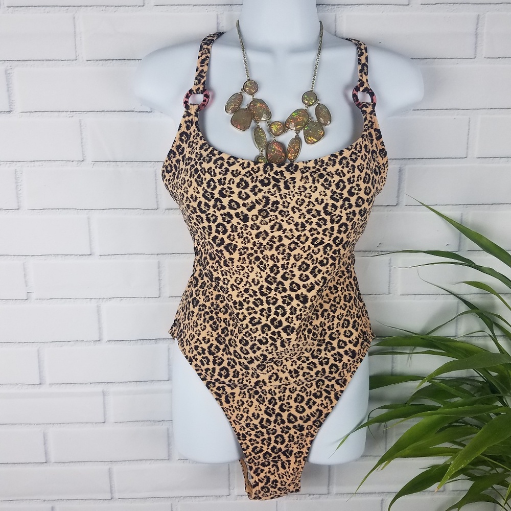 Boston Proper Leopard Print Bathing Suit Size L